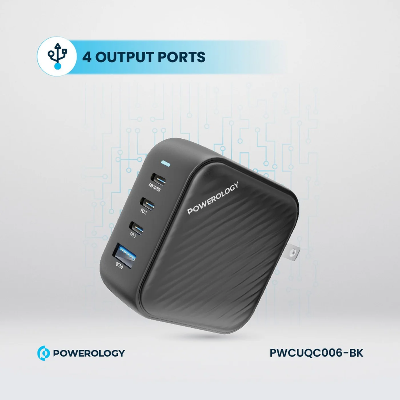 Powerology Triple PD GaN Charger + 1 QC3.0 World Travel Kit Charger - Image 4