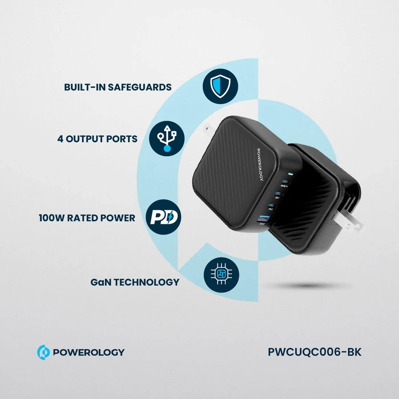 Powerology Triple PD GaN Charger + 1 QC3.0 World Travel Kit Charger - Image 6