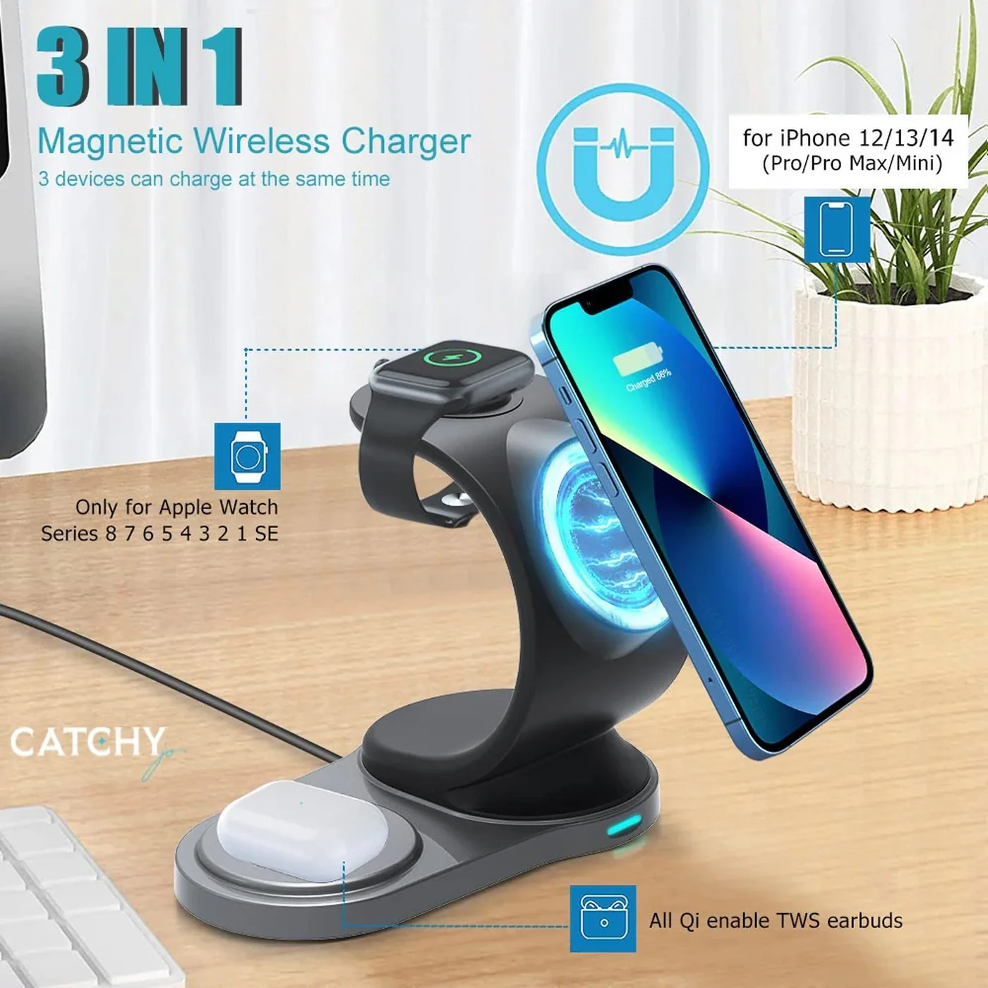 Catchy Jo 3 In 1 Fast Wireless Charging Stand - Image 3
