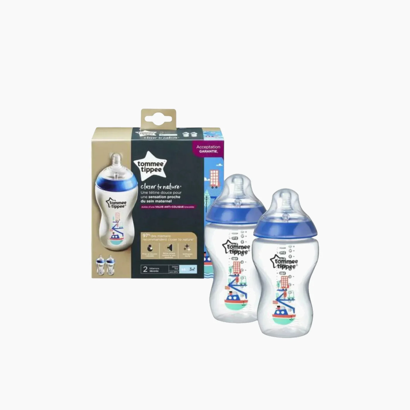 Decorated Boy Bottles 340ml (Pack of 2)