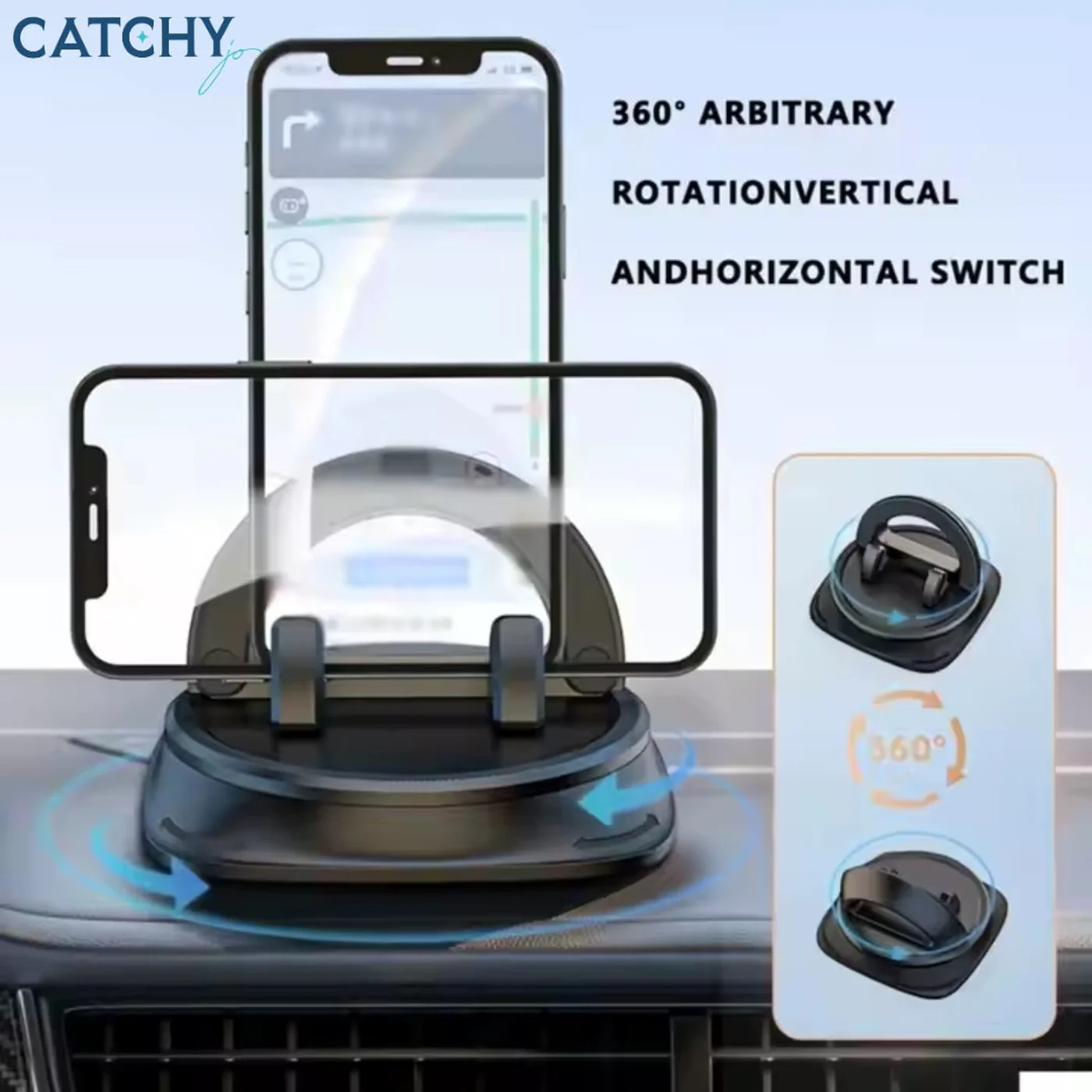 C.JO 360 Degree Rotating Car Anti-Slip Dashboard Car Phone Holder - Image 3