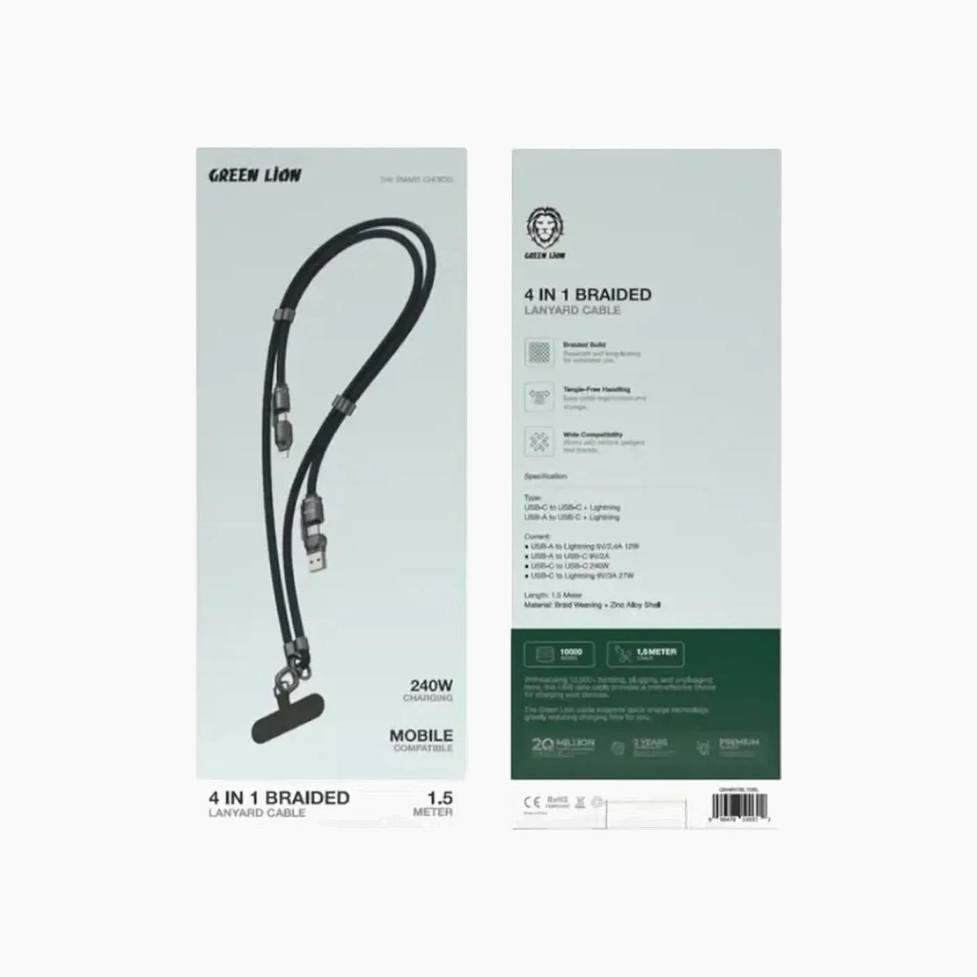 Green Lion 4 in 1 Braided Lanyard Cable - Image 2
