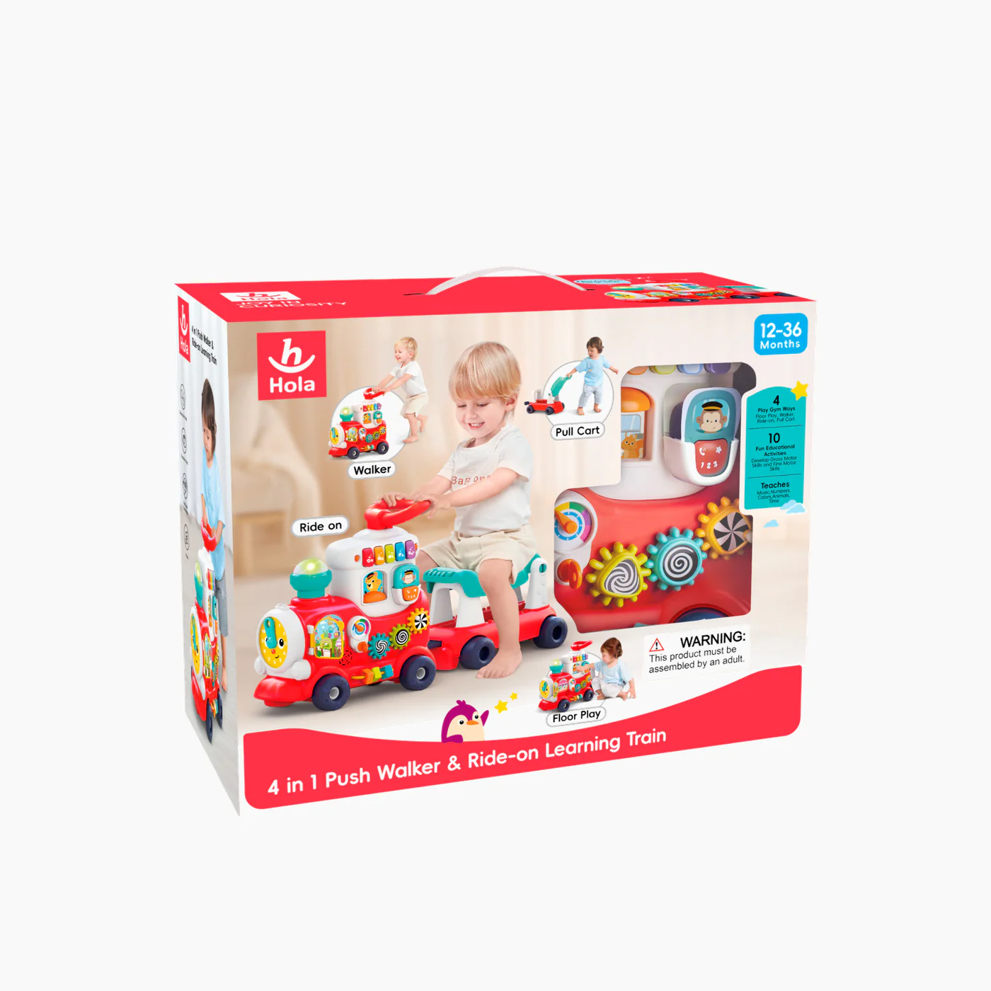 Hola 4-in-1 Push Walker & Ride-On Learning Train - Image 2