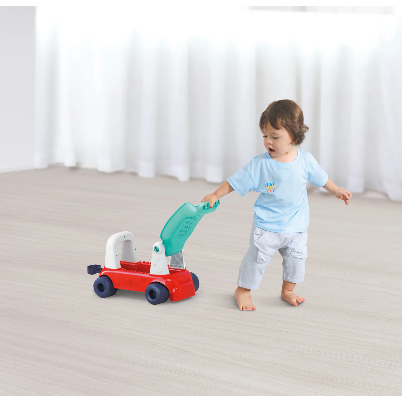 Hola 4-in-1 Push Walker & Ride-On Learning Train - Image 3