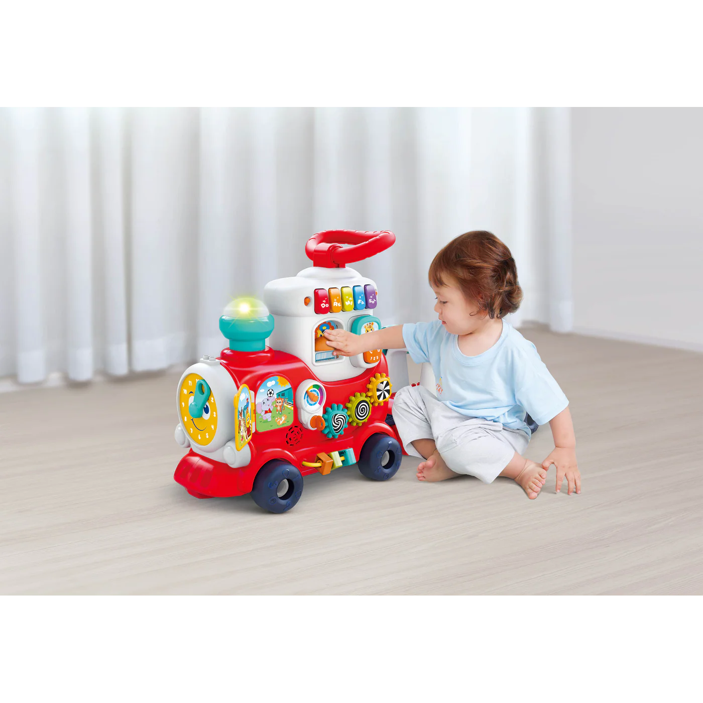 Hola 4-in-1 Push Walker & Ride-On Learning Train - Image 6