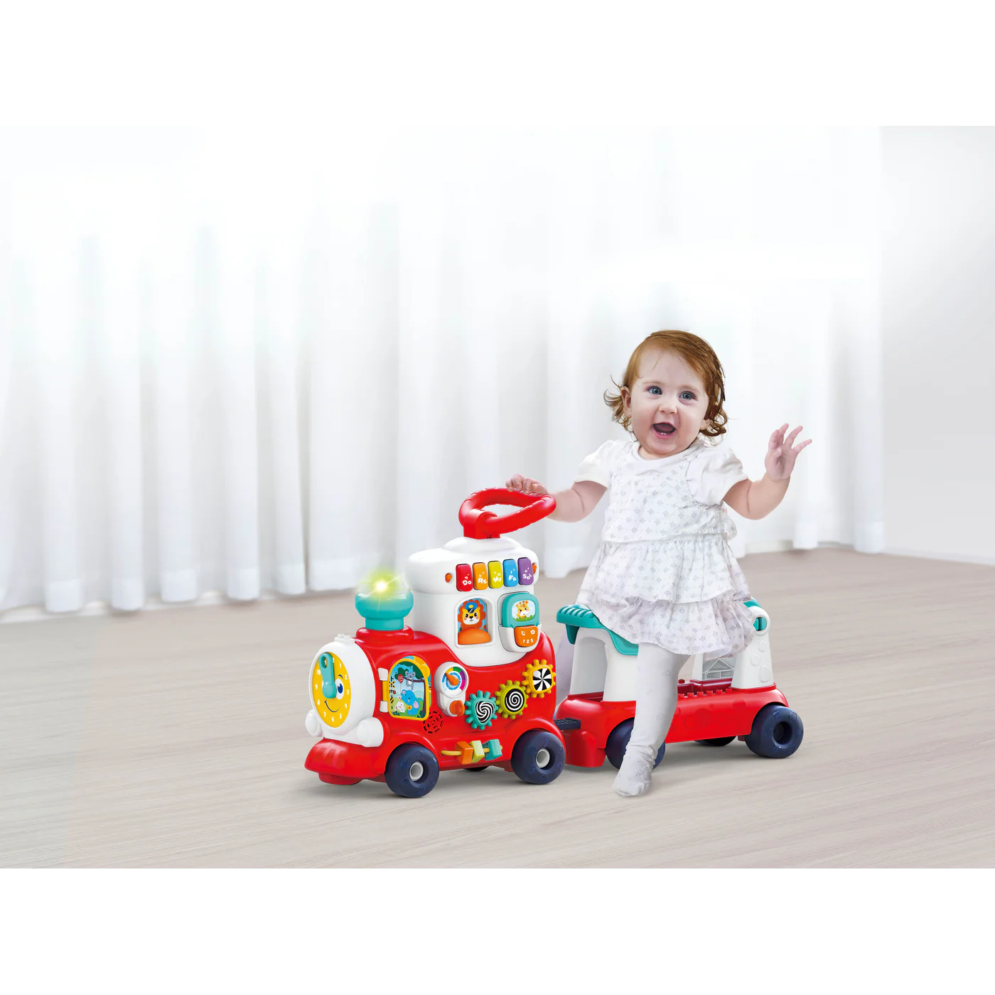 Hola 4-in-1 Push Walker & Ride-On Learning Train - Image 7