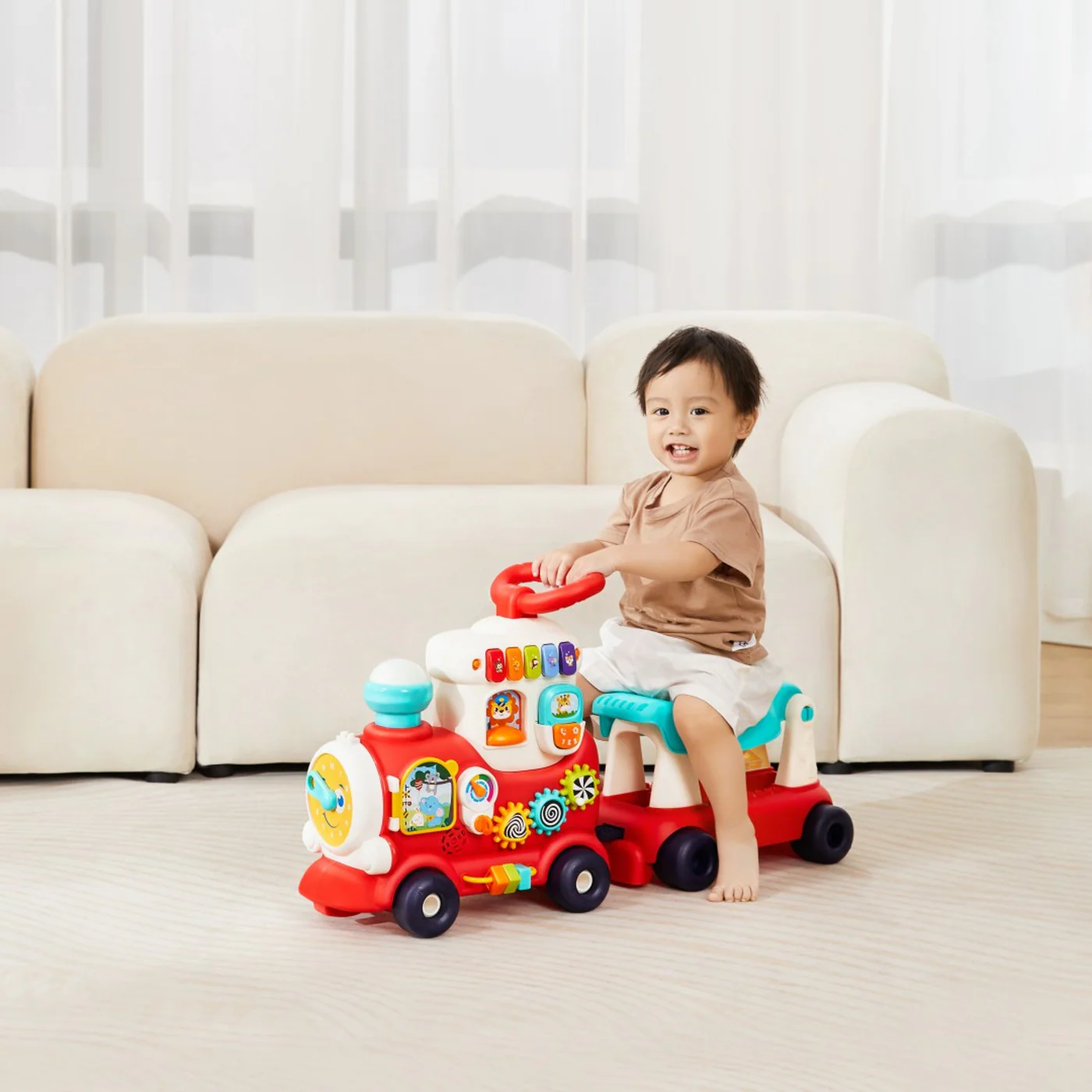 Hola 4-in-1 Push Walker & Ride-On Learning Train - Image 8