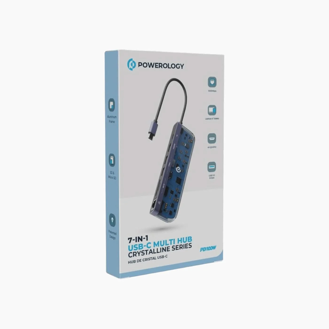 Powerology 7 in 1 USB-C Multi Hub Crystalline Series Hub - Image 3