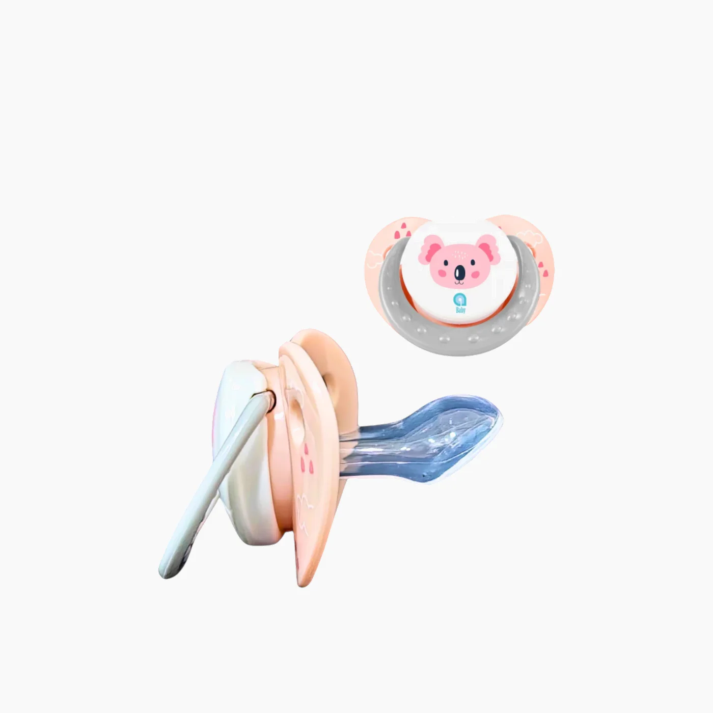 Ababy peach orthodontic pacifier with protective cap - Image 2