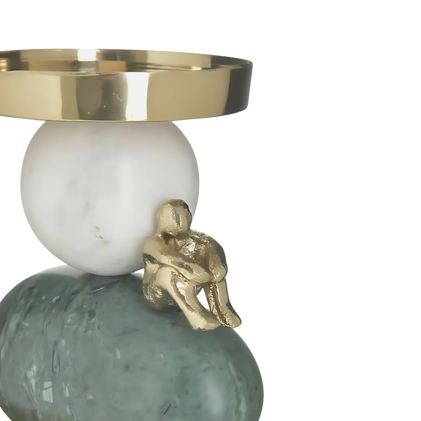 Aluminium Marble Candle Holder Golden and Green 1 - Image 2