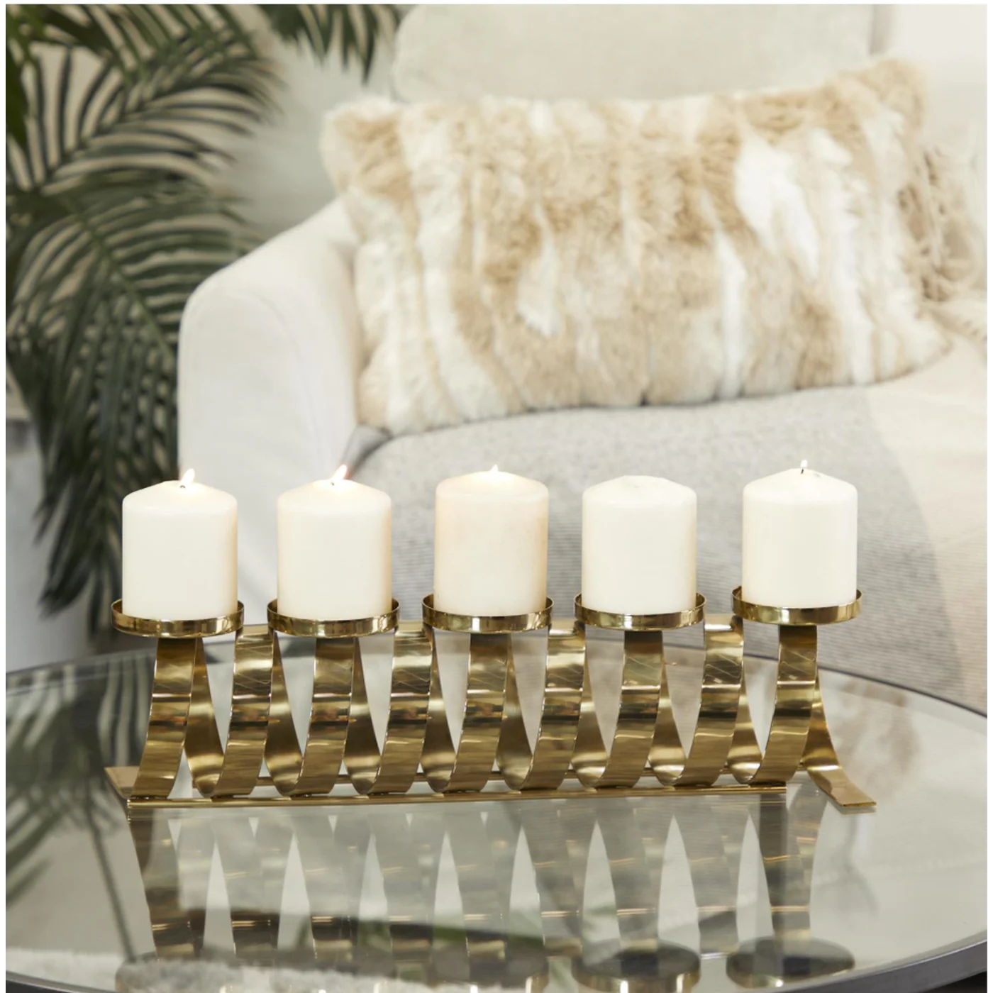 Gold Aluminum Candle Holder - Image 2