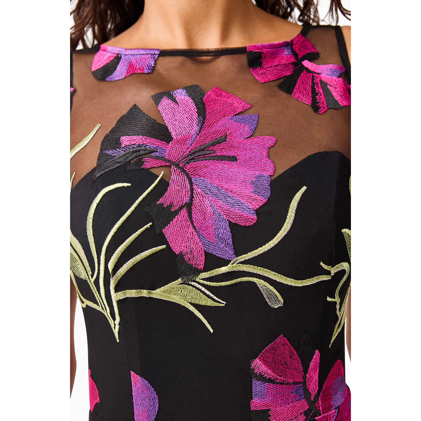 Elliatt Amaya Gown in Black & Pink Floral - Image 9