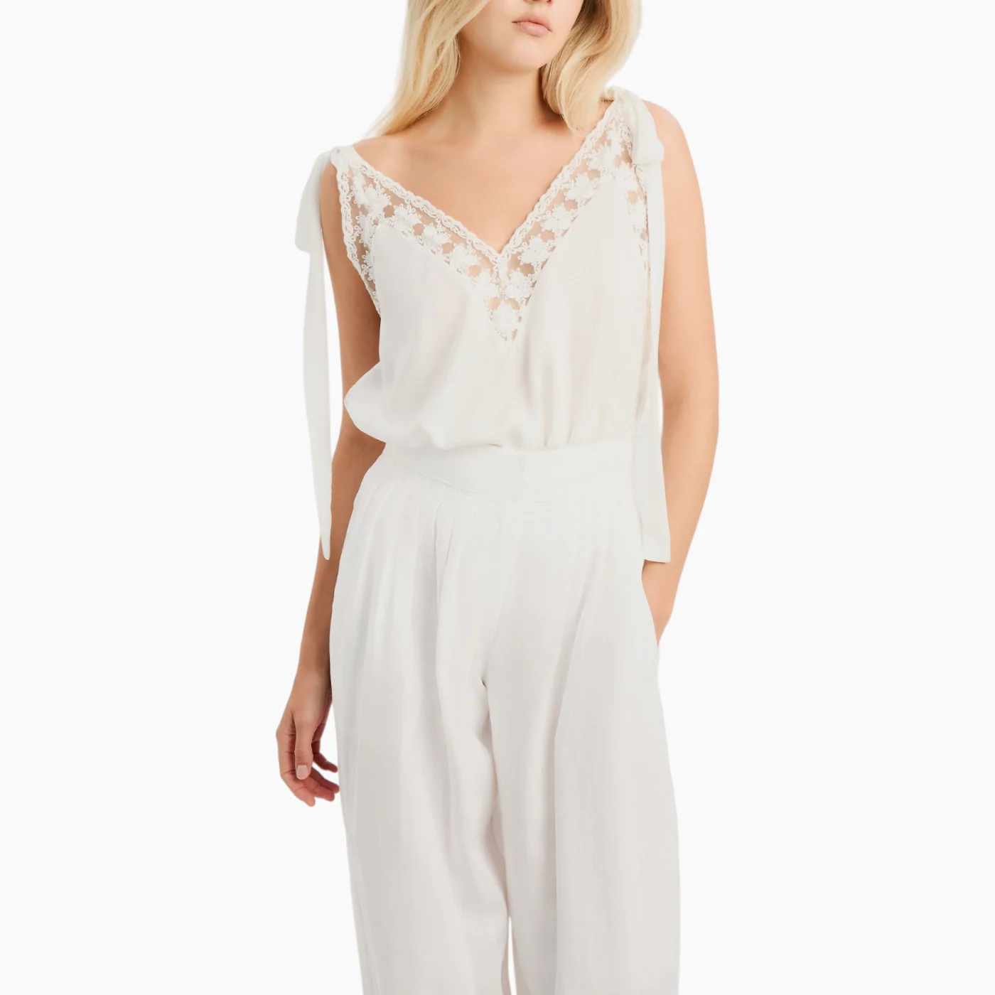 Bardot Aubrey Tie Strap Cami In Orchid White - Image 3