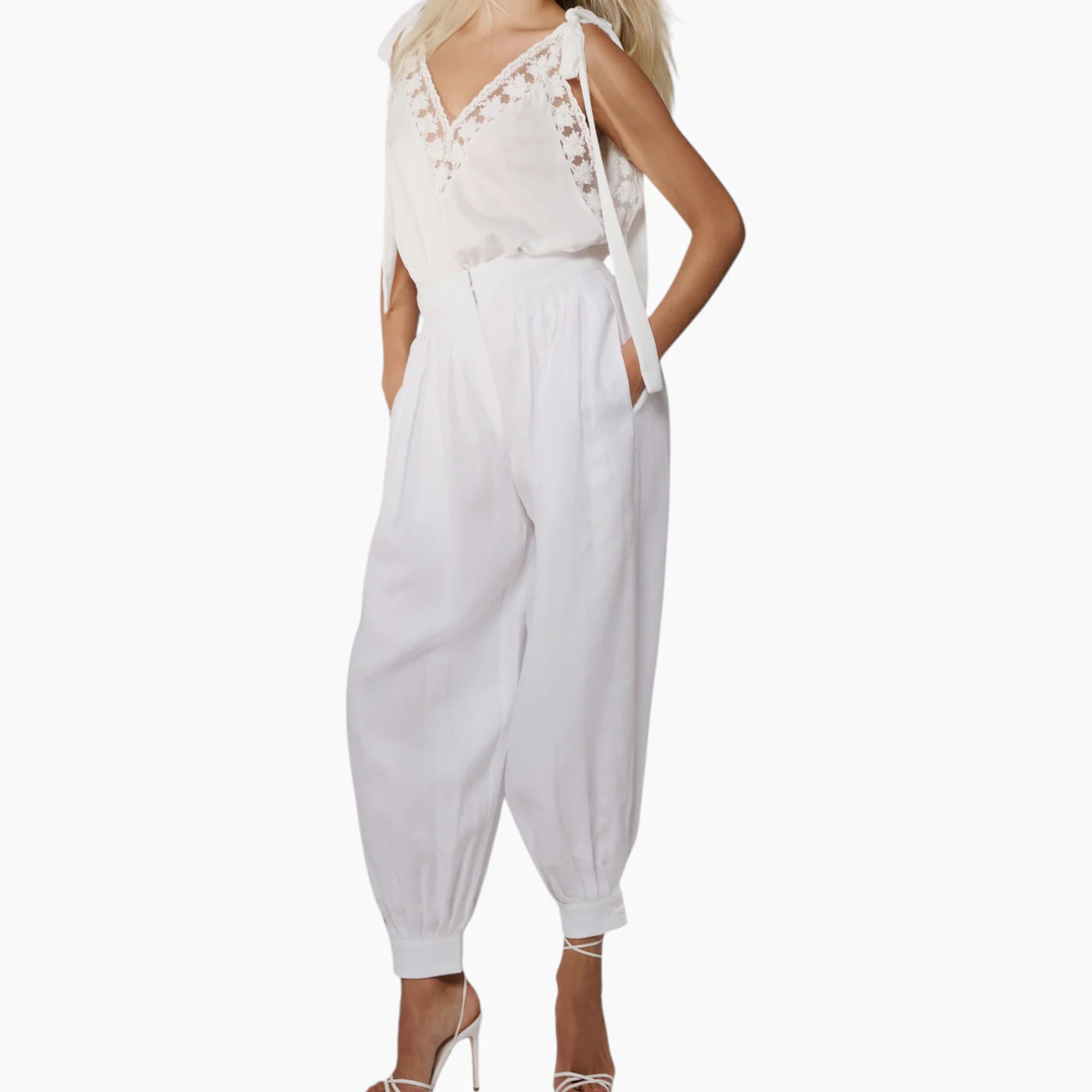 Bardot Aubrey Tie Strap Cami In Orchid White - Image 7