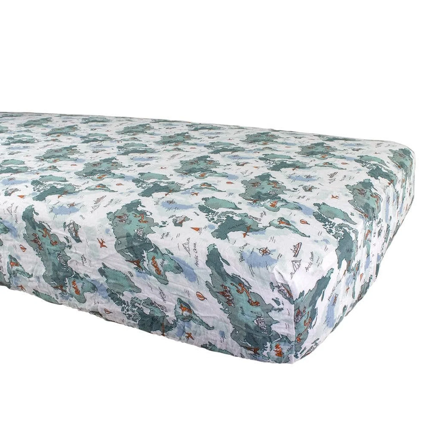 Bebe Au Lait World Map Oh So Soft Muslin Crib Sheet - Image 5