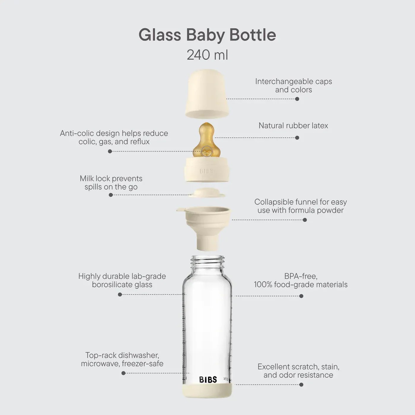 Bibs Baby Glass Bottle Set 240Ml Latex - Image 5