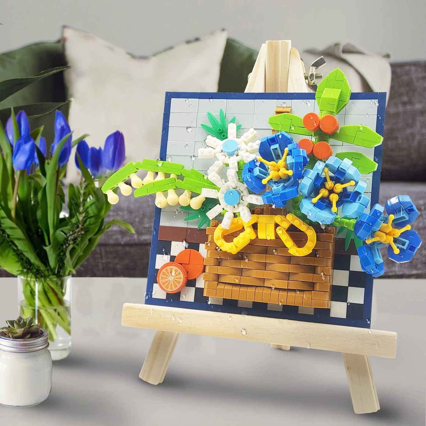 Blue Flower Canvas Puzzle - Image 2