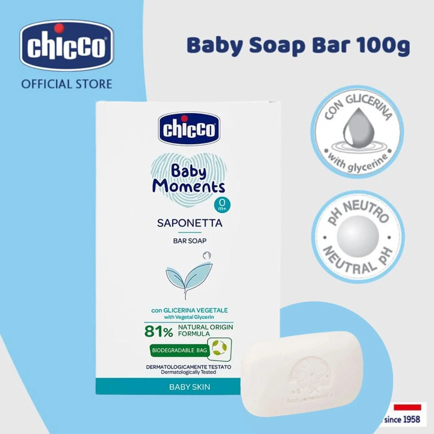 Chicco Baby Moments Bar Soap - Image 3