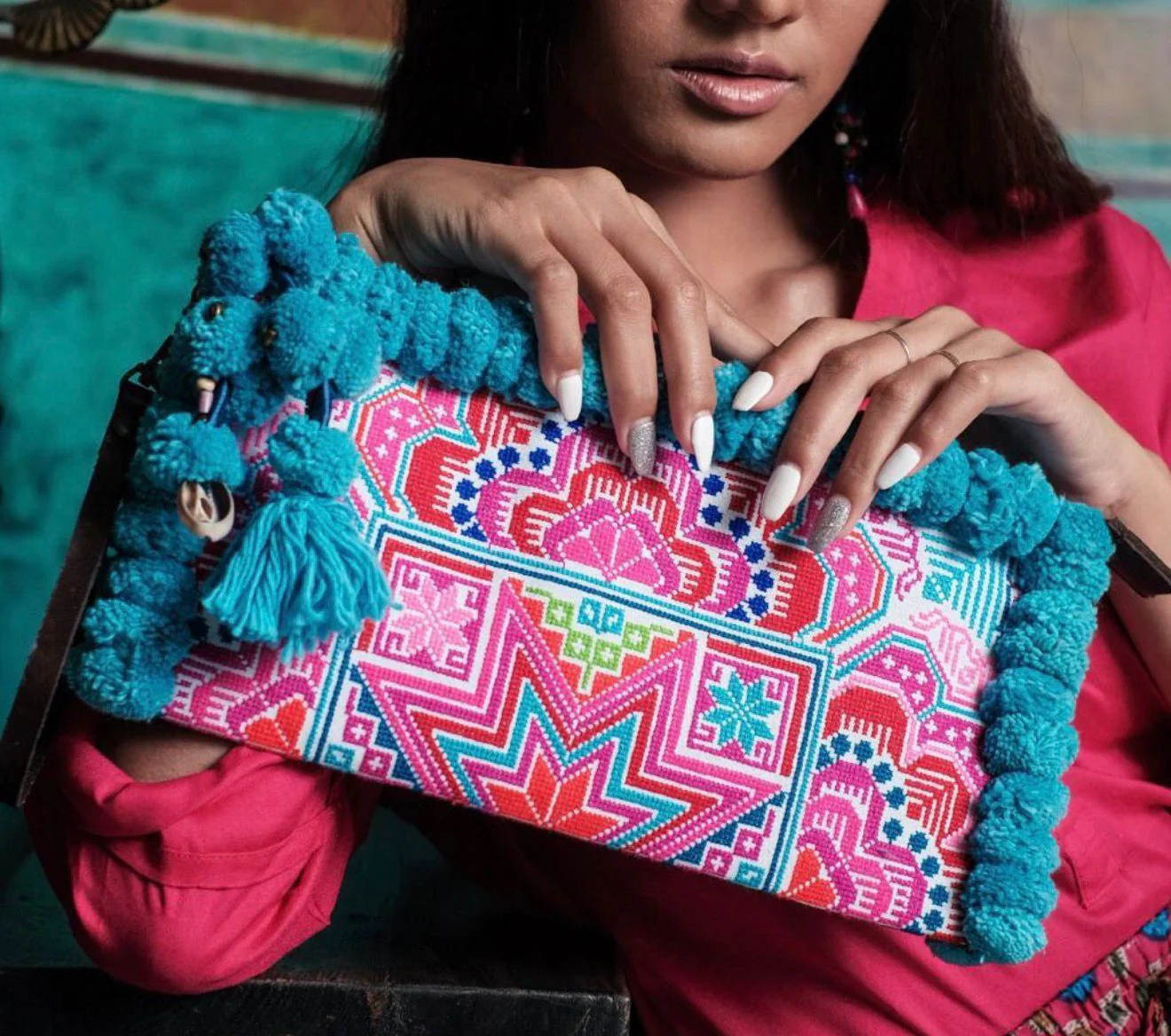 Brazilian Handmade Embroidered Clutch - Image 4
