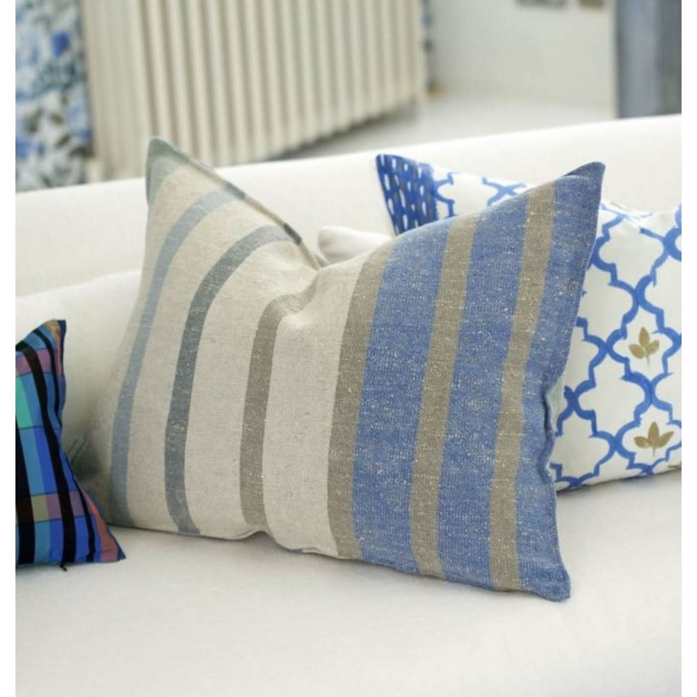 Designers Guild Brera Corso Aqua Linen Cushion - Image 5