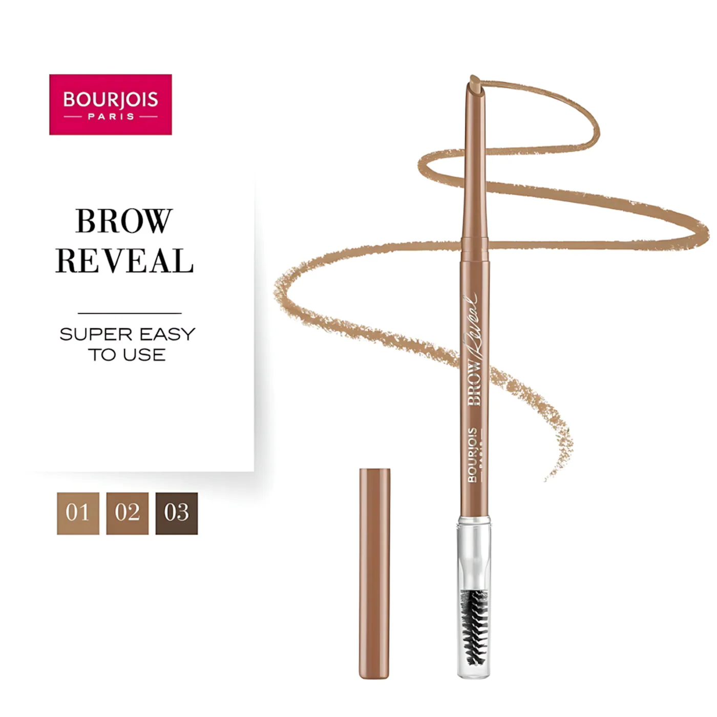 Brown Bourjois Brow Reveal Micro Brow Pencil 02 Soft Brown - Image 3