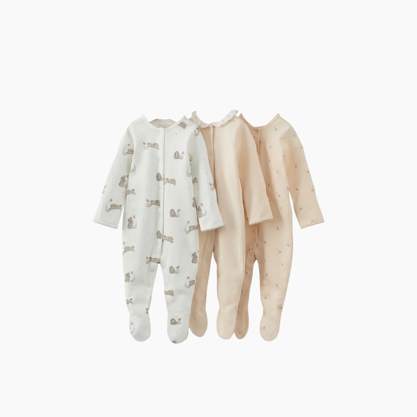 Bunny Floral Sleepsuit (Set of 3)
