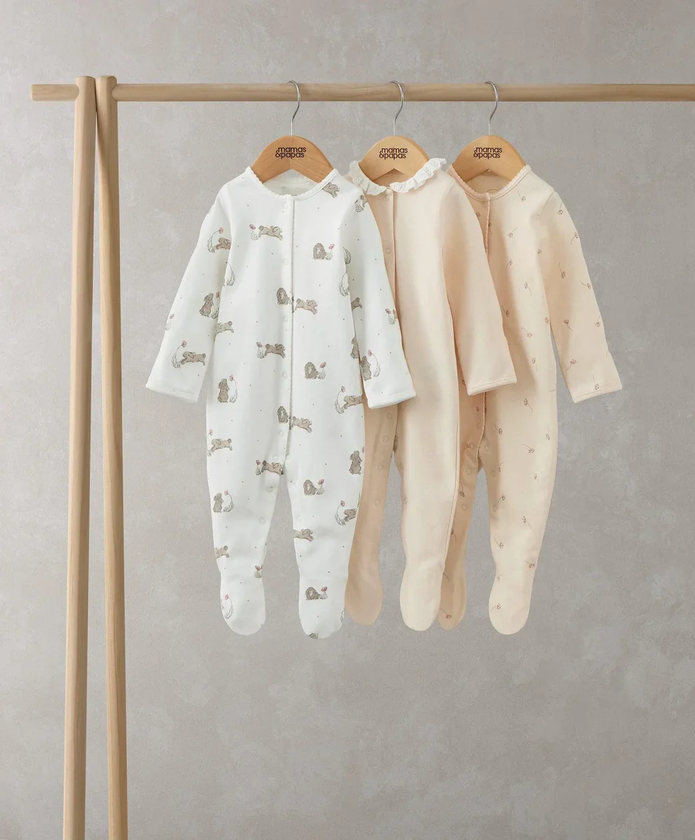 Bunny Floral Sleepsuit (Set of 3) - Image 2
