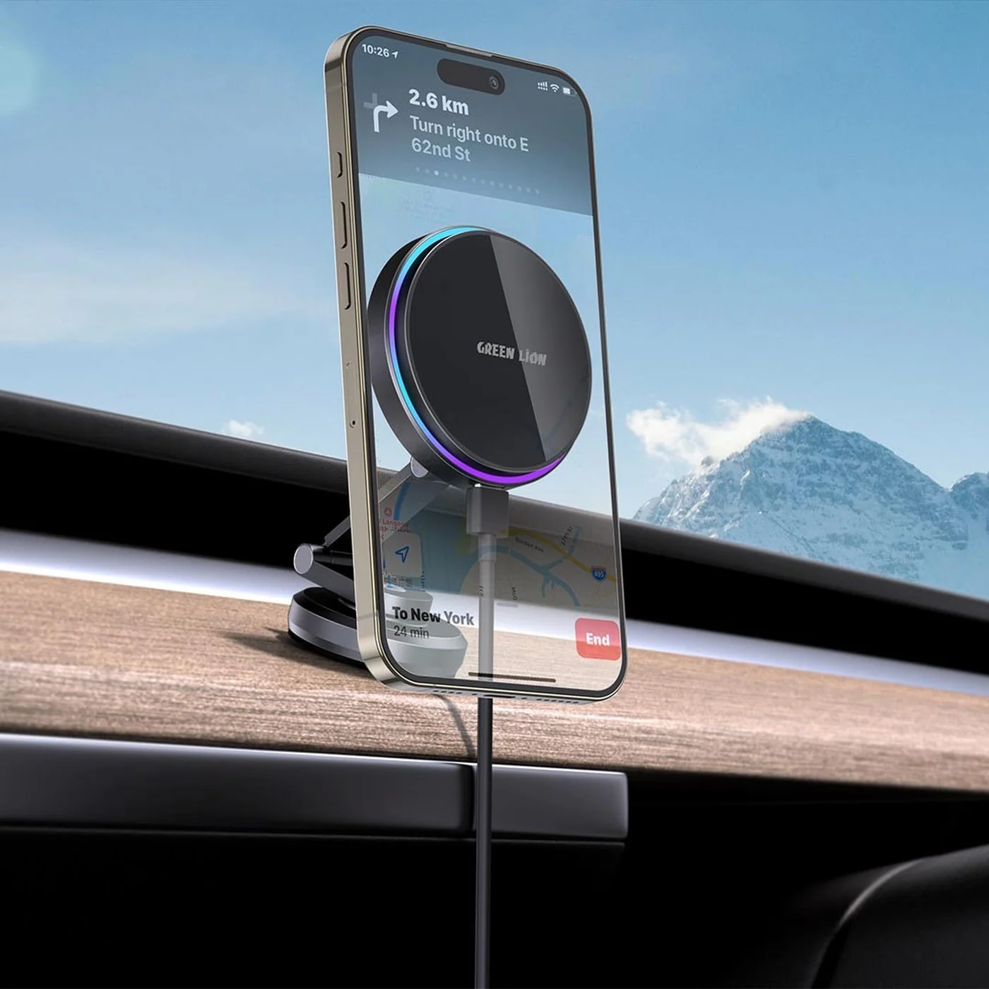 Green Lion Car Charger Holder - Image 3