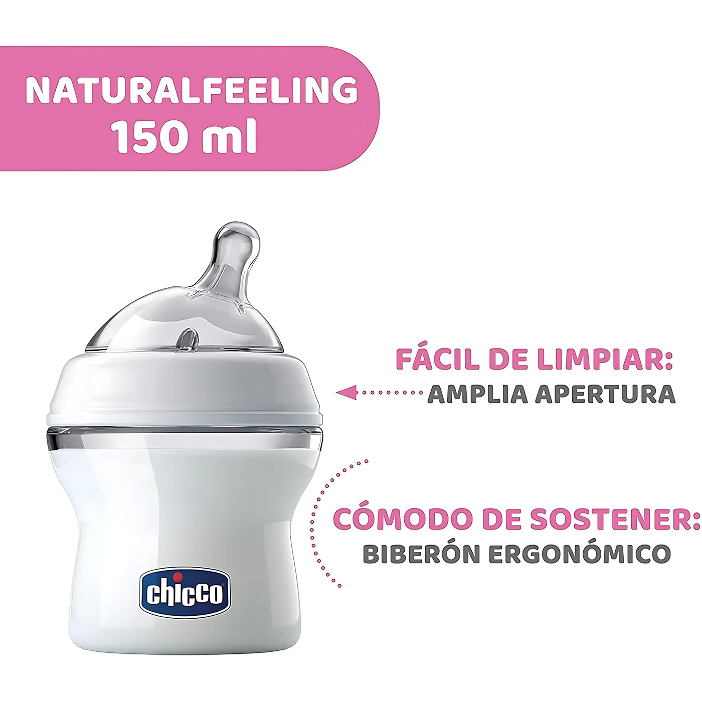 Chicco Fbottle Nat Feeling 0M+ 150Ml Reg F Cl3 - Image 2