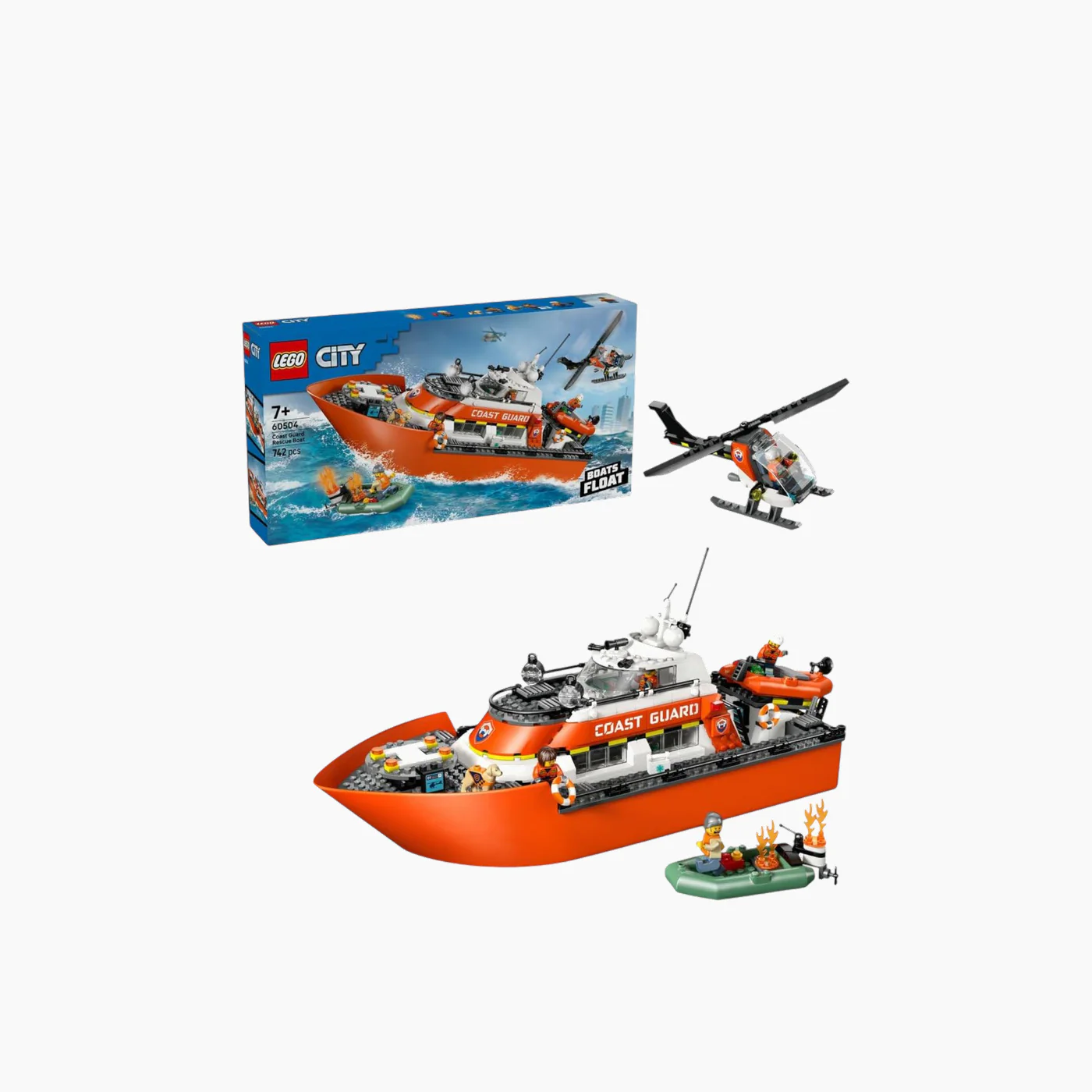 LEGO Coast Guard Rescue Boat & Helicopter- 742 Pcs