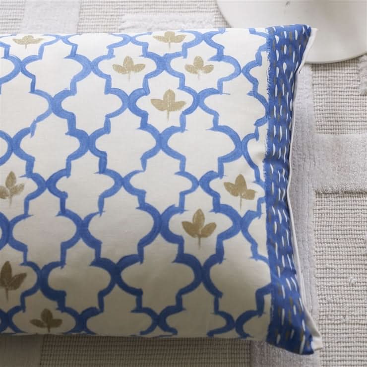 Designers Guild Cobalt Pergola Trellis Cushion - Image 3