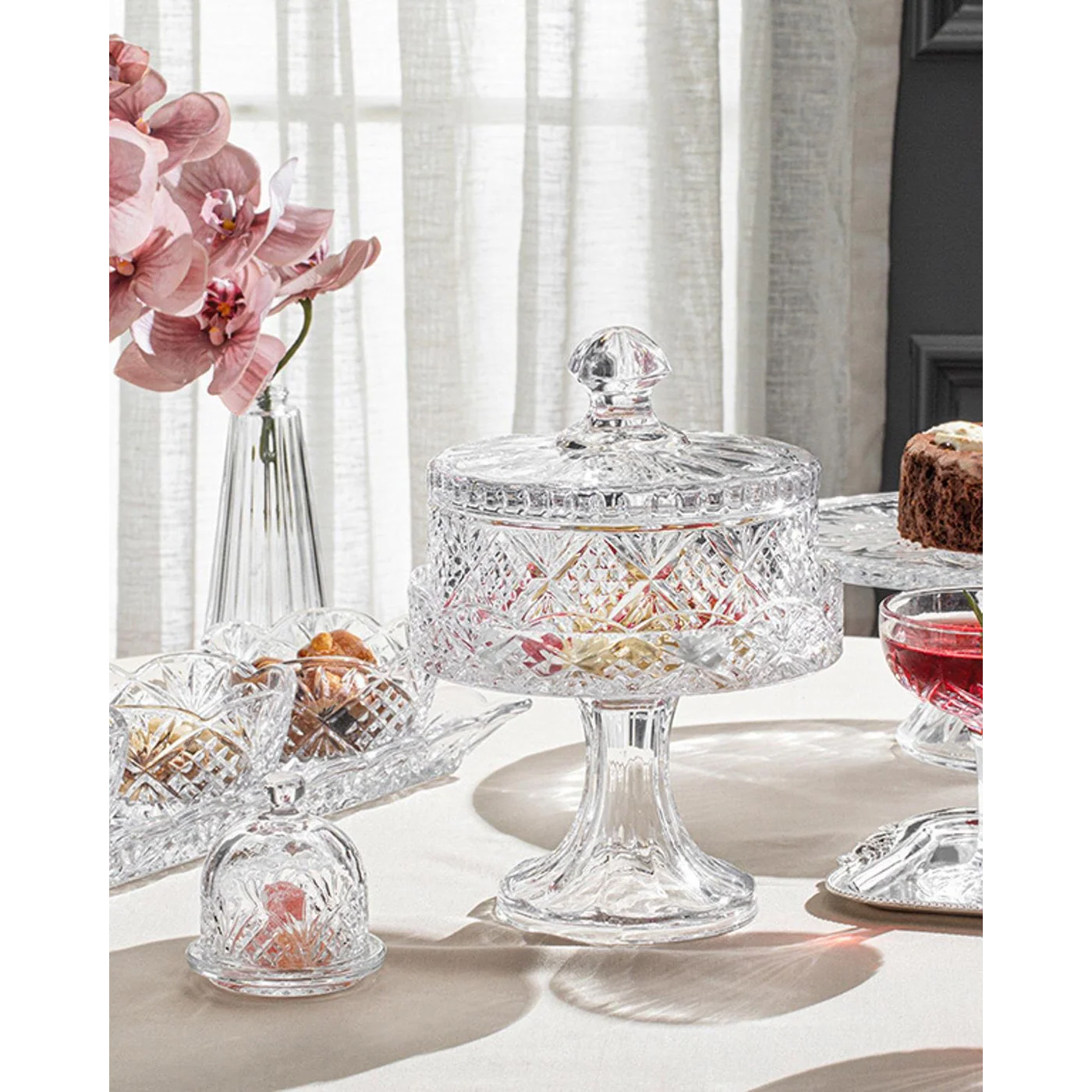 EH Living Cosmic Glass Cake Stand 30 cm Transparent - Image 4