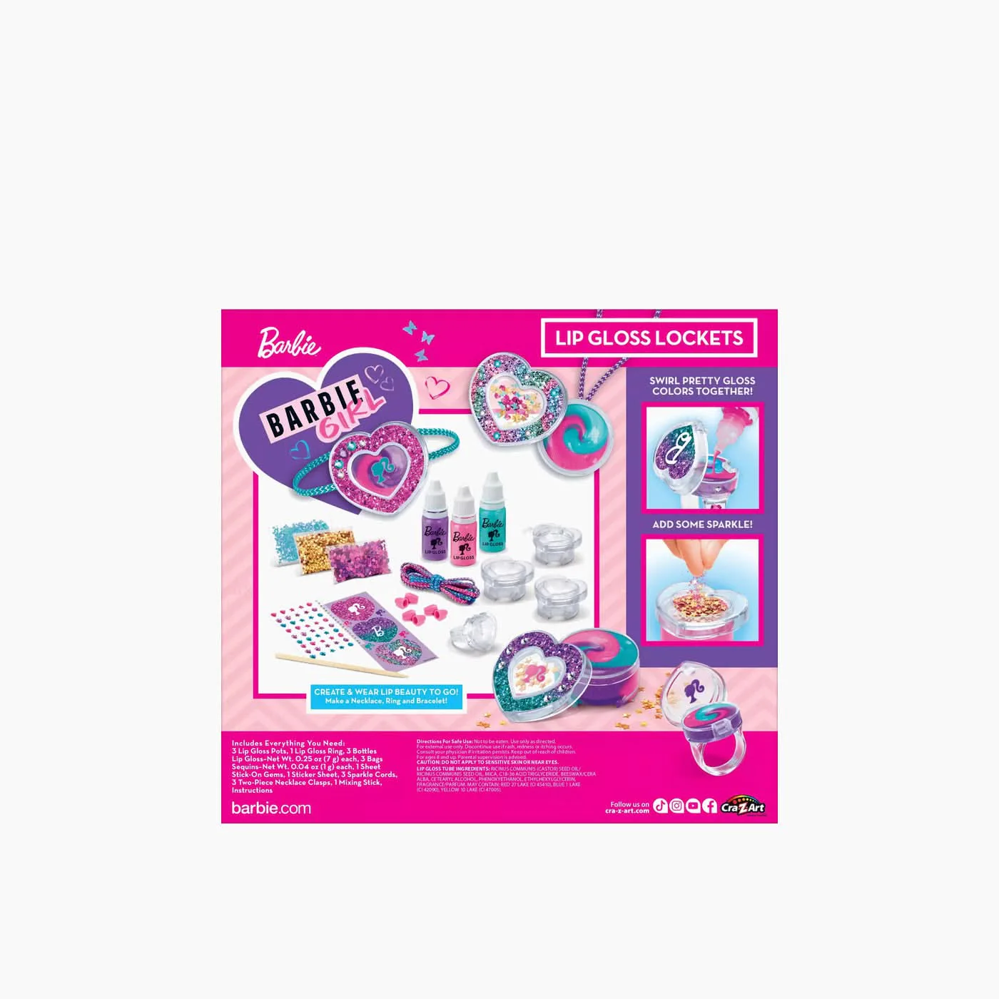 Cra-Z-Art Barbie Sparkling Sweet Heart Lip Gloss Lockets Craft Kit - Image 3