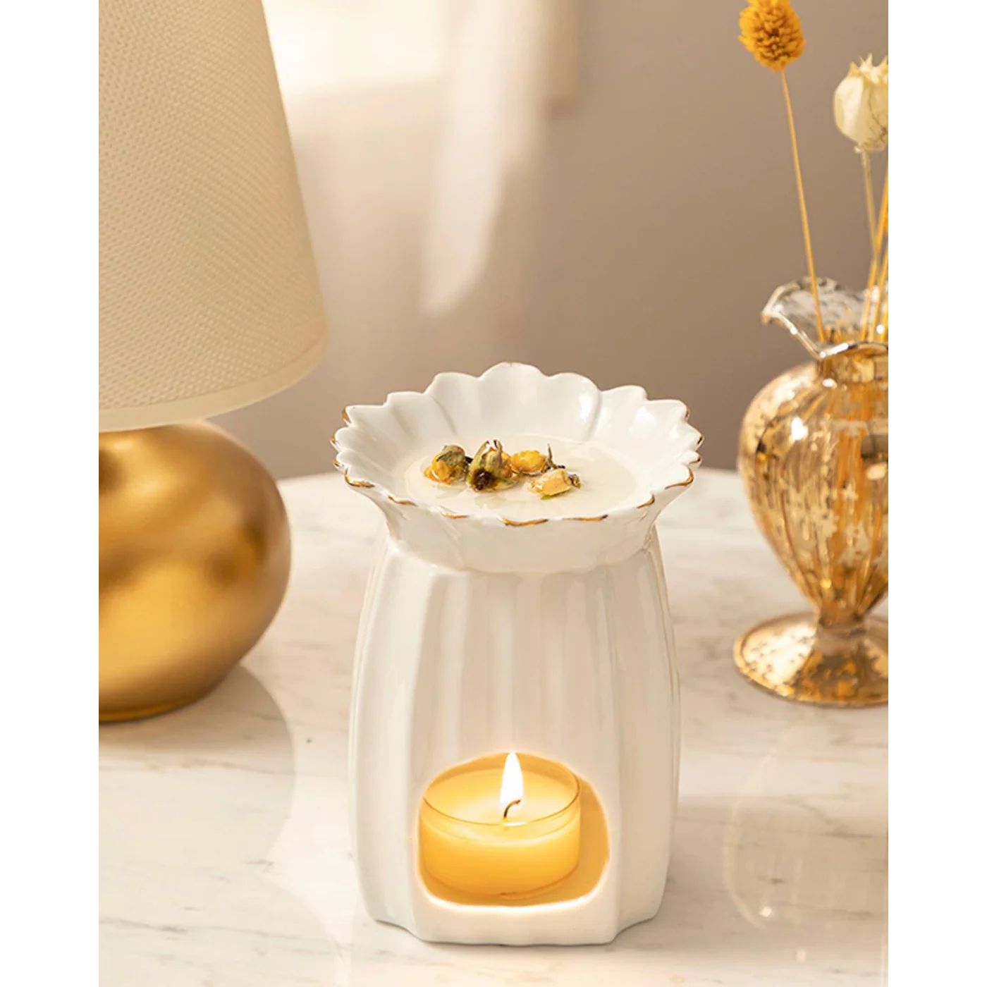 EH Living Daisy Bouquet Green Censer 11X11X14 cm White - Image 3