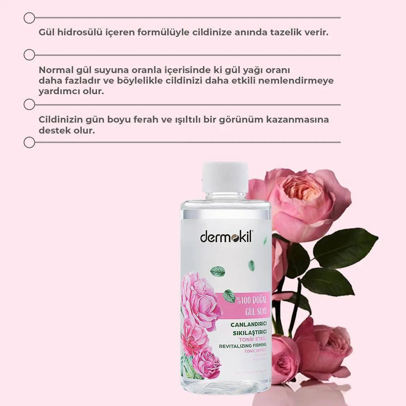 Dermokil 100% Natural Rose Water Toner - Image 3