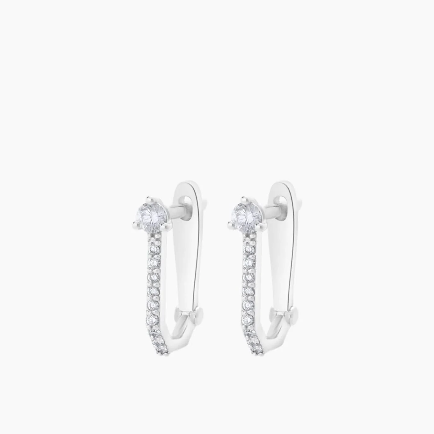 Joy Jewels Diamond Round Cut Rectangle Studded Hoops