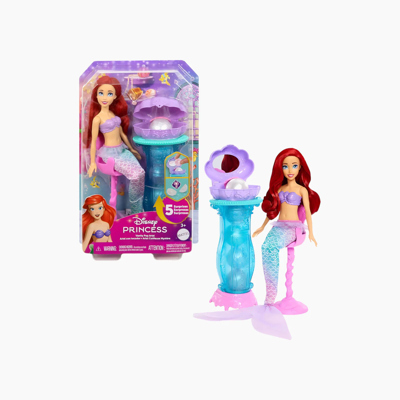 Mattel Disney Princess Fashion Doll Ariel Mermaid Surprise Feature Doll - Image 2
