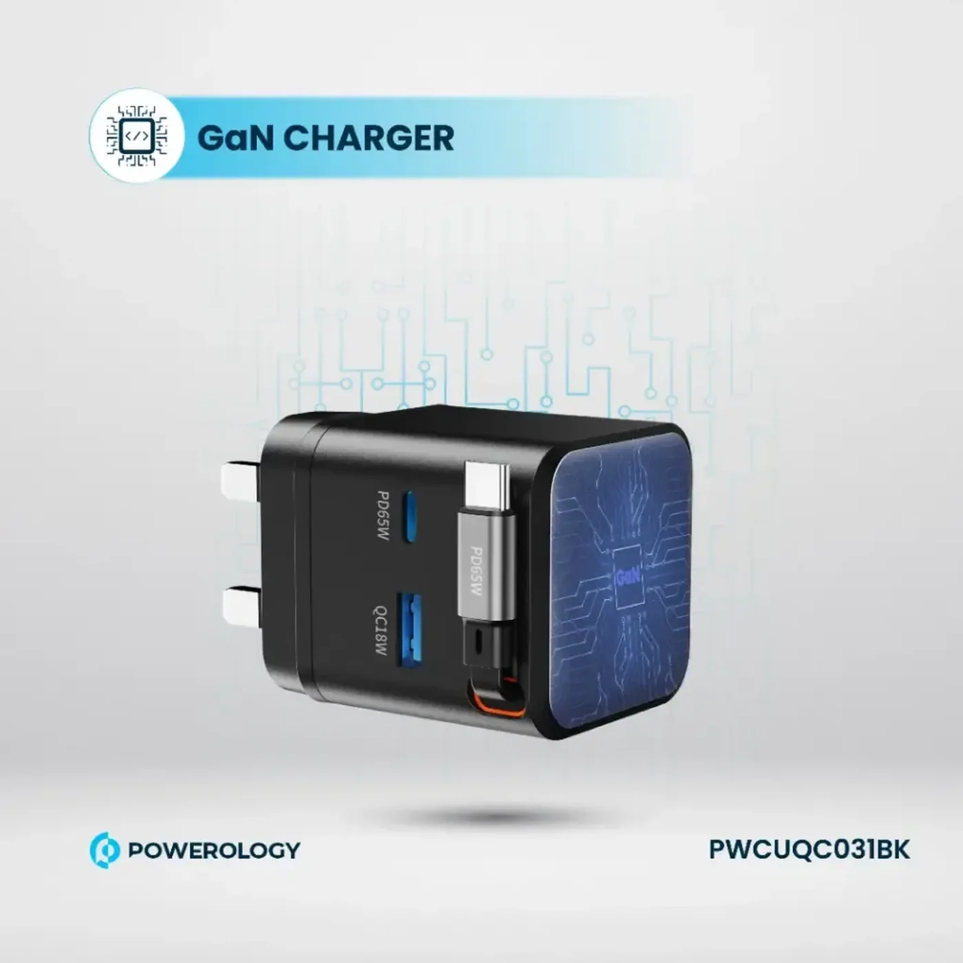 Powerology Retractable GaN Charger - Image 22