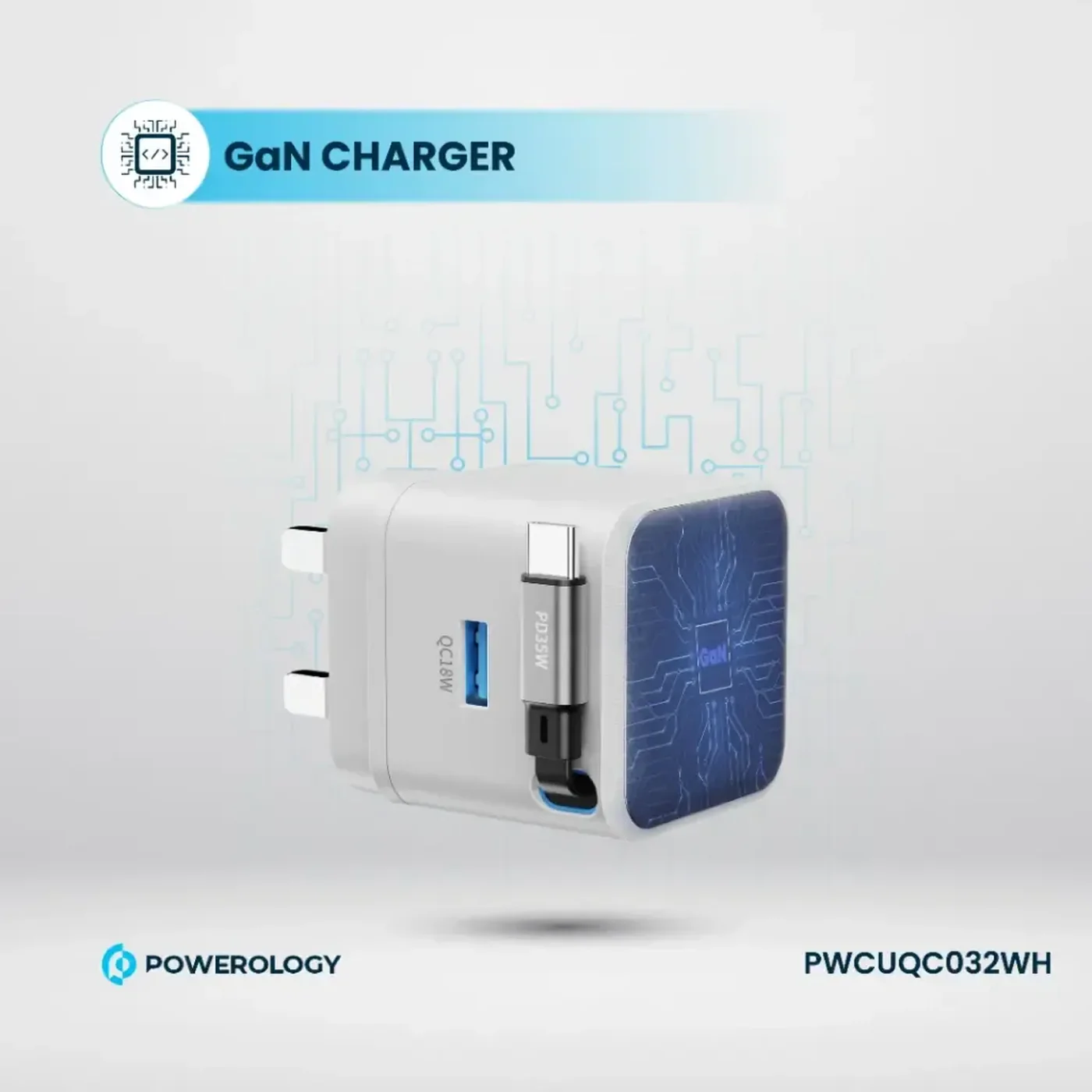 Powerology Retractable GaN Charger - Image 3