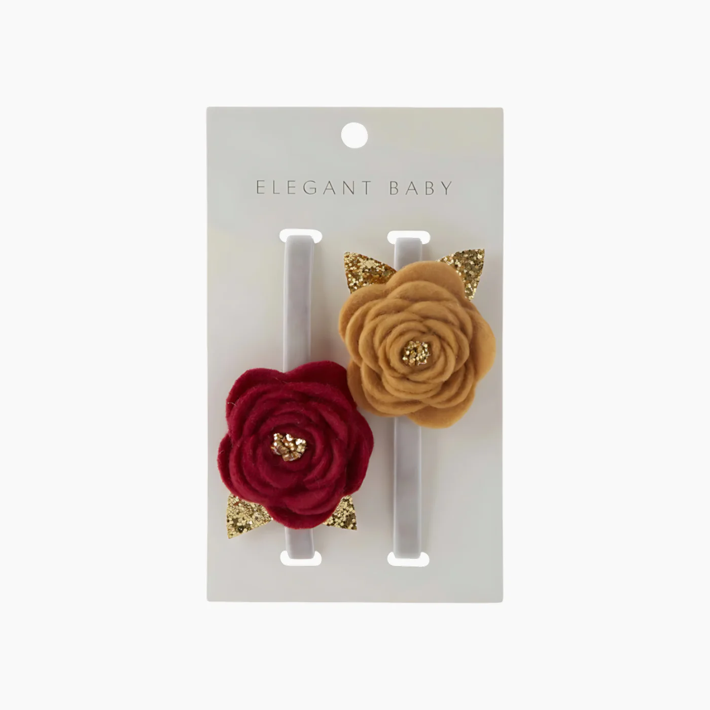 Elegant Baby Burgundy - Mustard Rose Baby Headbands - Image 2