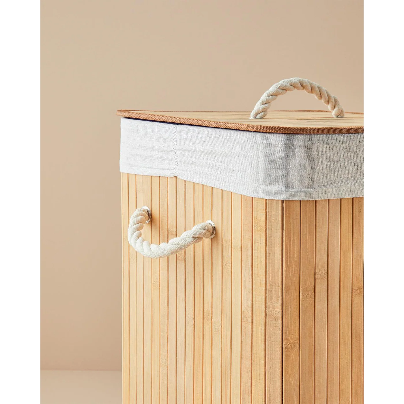 EH Living Fancy Foldable Laundry Basket 35x35x60 cm Beige - Image 4