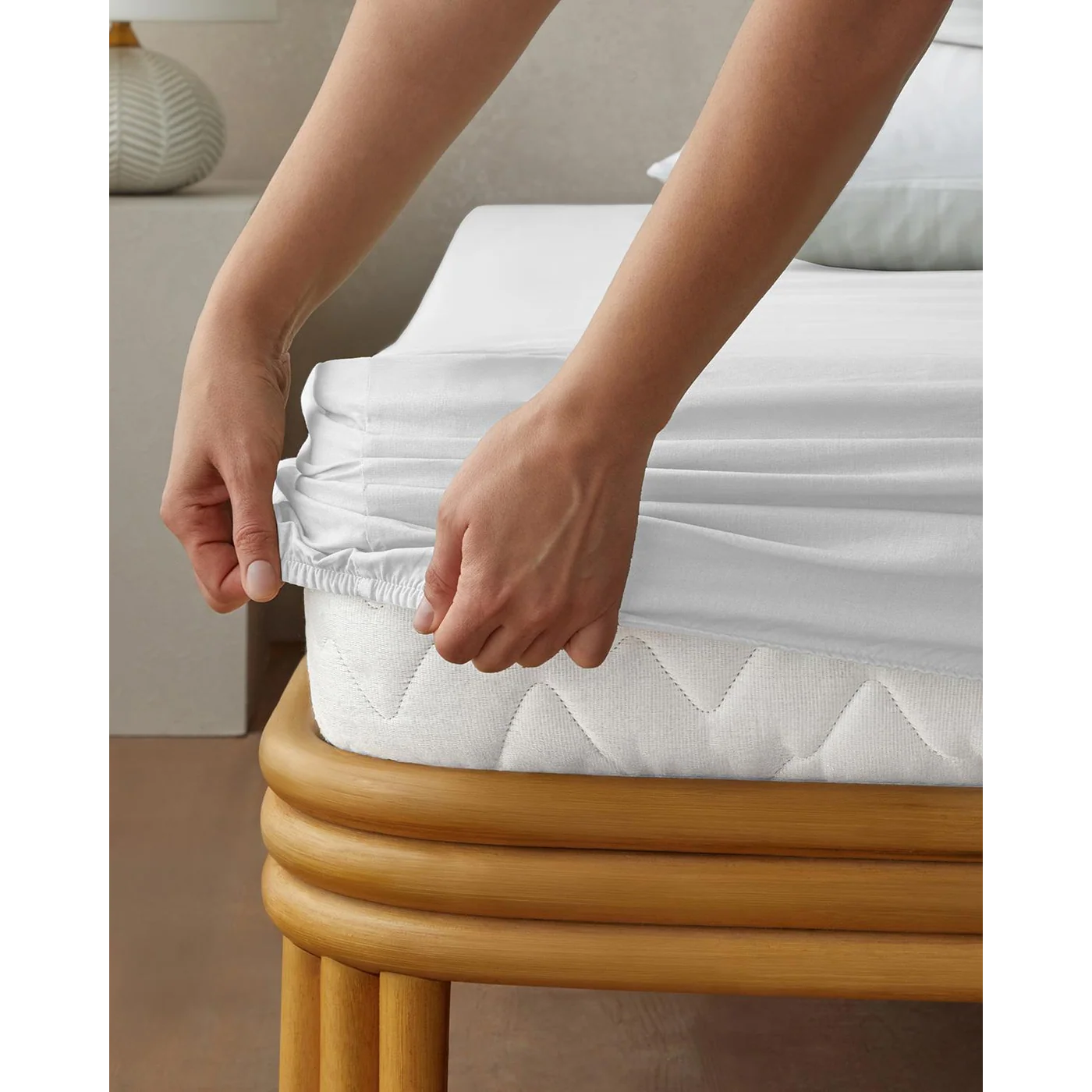 EH Living Flat 2 Cotton Single Size Fitted Sheet 100x200 cm White - Image 5