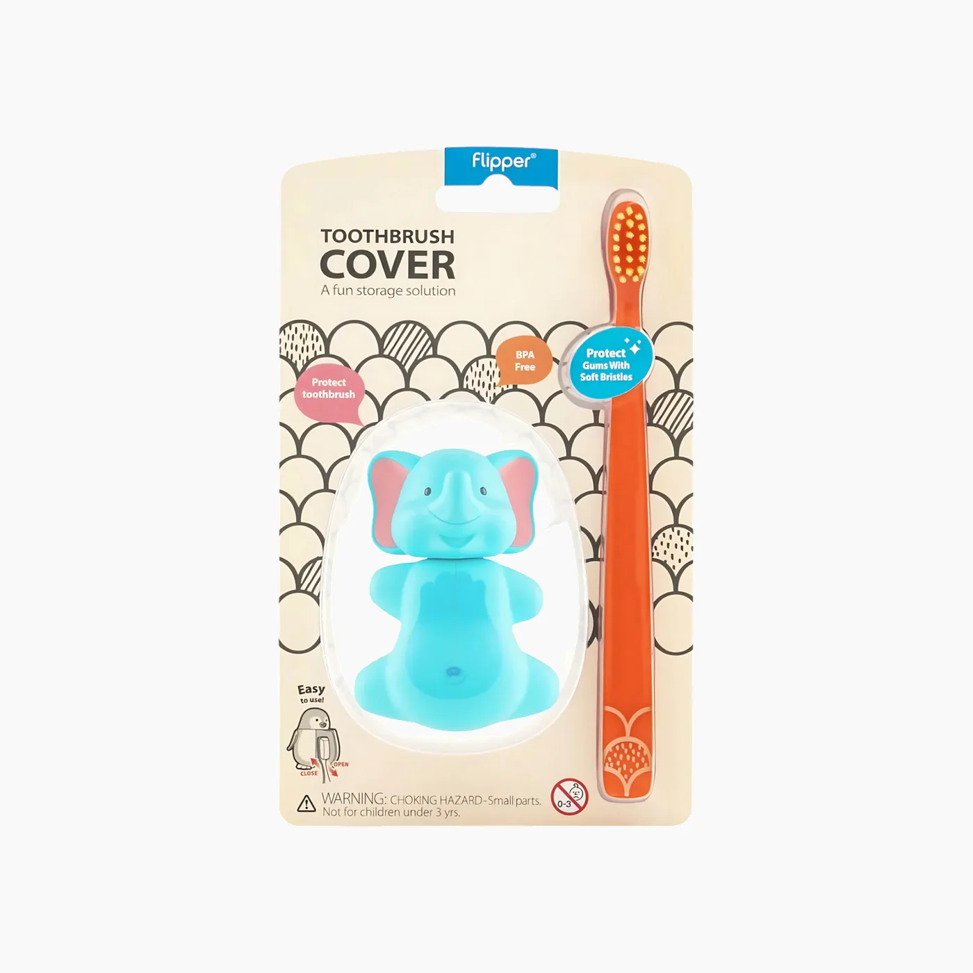 Flipper Fun Animal Toothbrush Cover & Toothbrush Combo Pack - Image 2