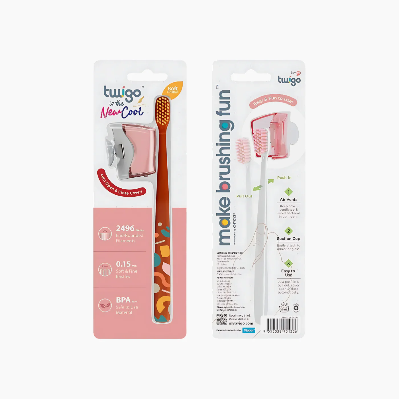 Flipper Twigo Toothbrush Cover & Toothbrush Adult Basic Combo Pack - Image 10