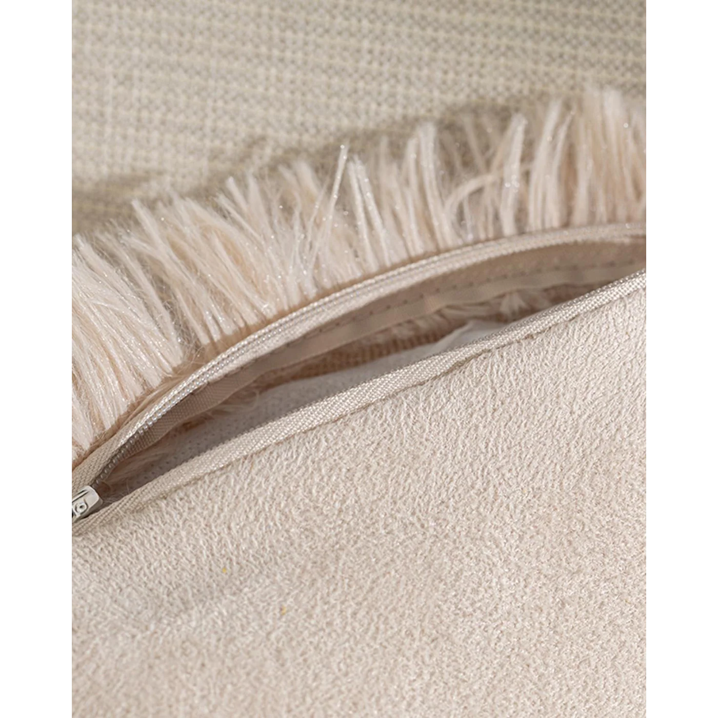 EH Living Fluffy Plush Toss Pillow Cover 45x45 cm Beige - Image 3