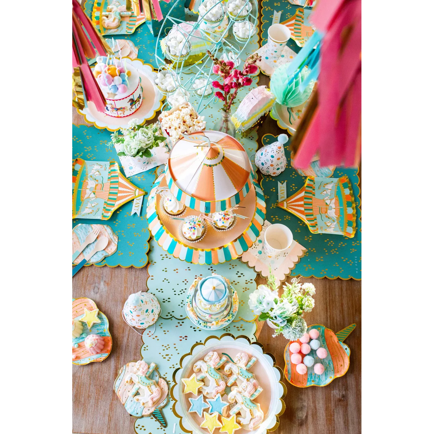 Ma Fete Fun Fair Paper Placemats Two Shades of Blue - Set of 4 - Image 6
