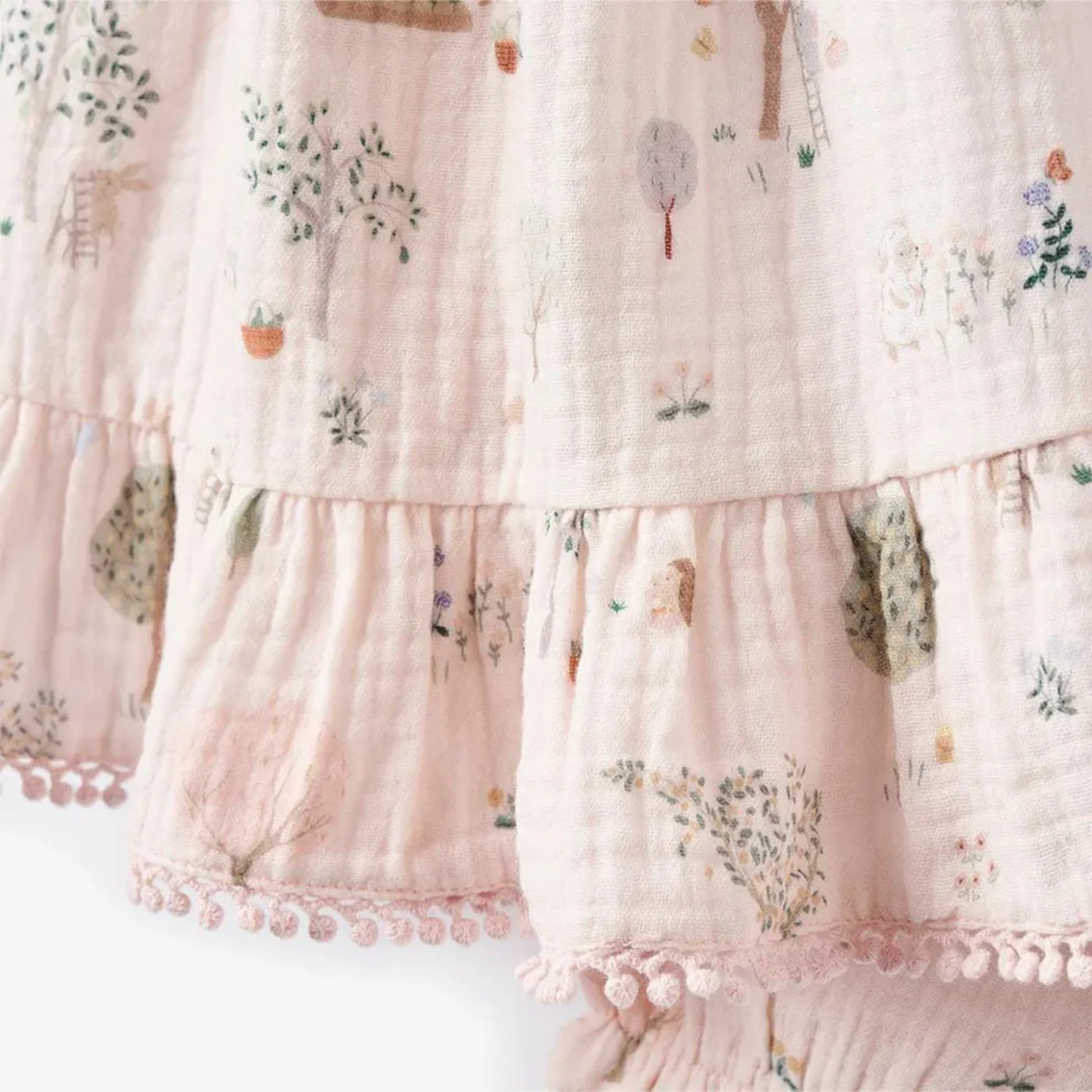 Garden Picnic Lace Edge Organic Muslin Tie Top Bloomer Set - Image 2