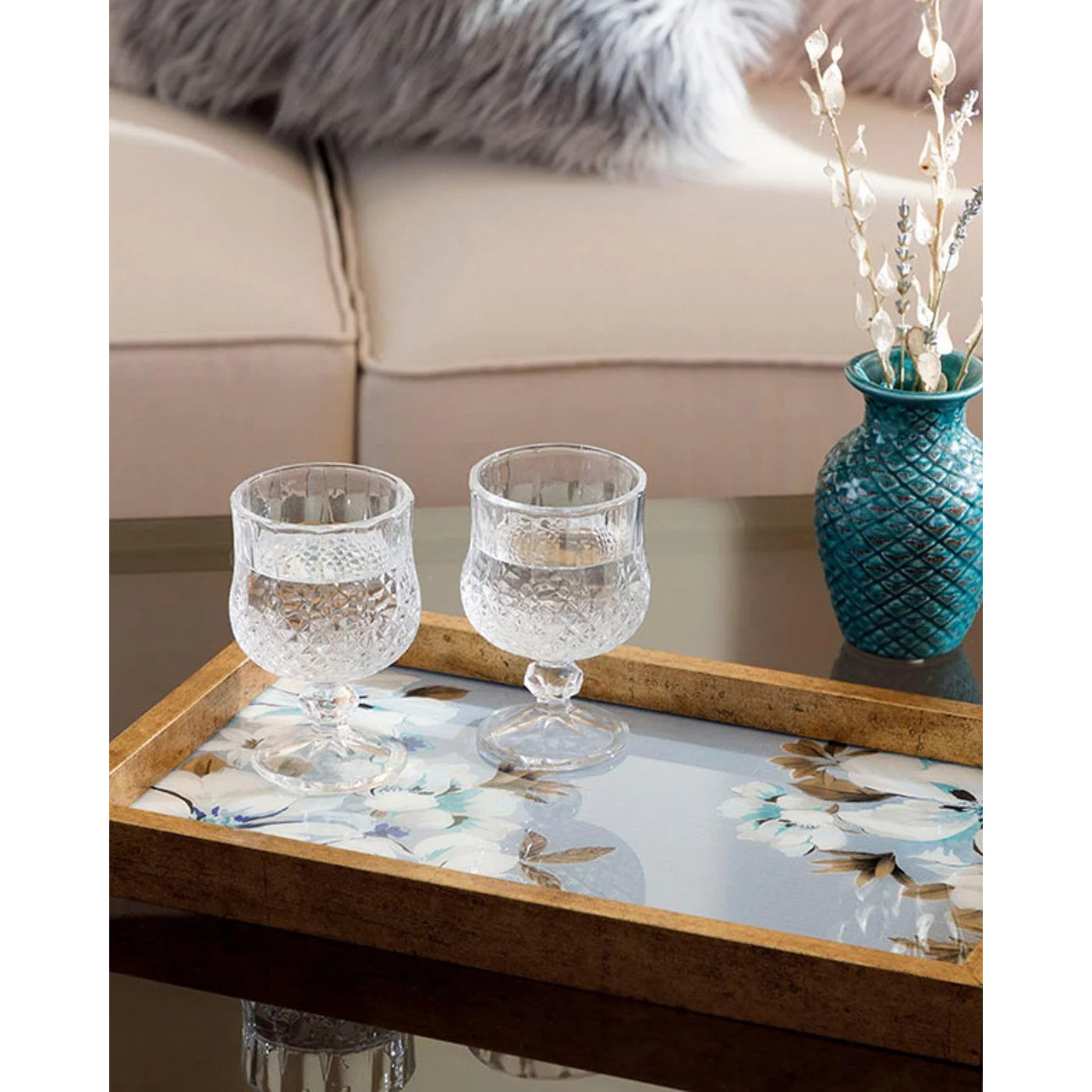 EH Living Georgia Glass Decorative Tray Blue - Image 2