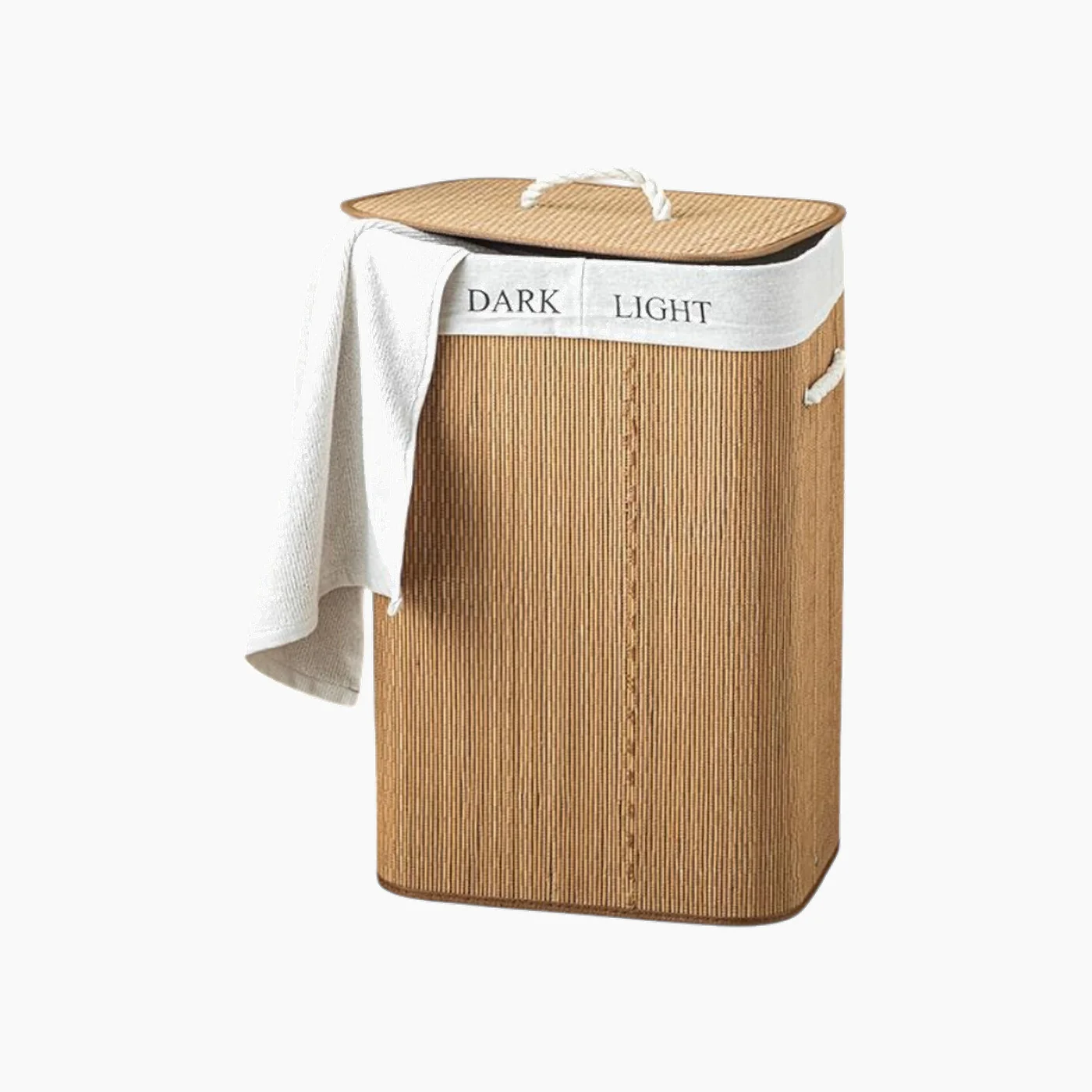 EH Living Gina Bamboo With 2 Sections Laundry Basket 40x30x60 cm Light Brown - Image 2