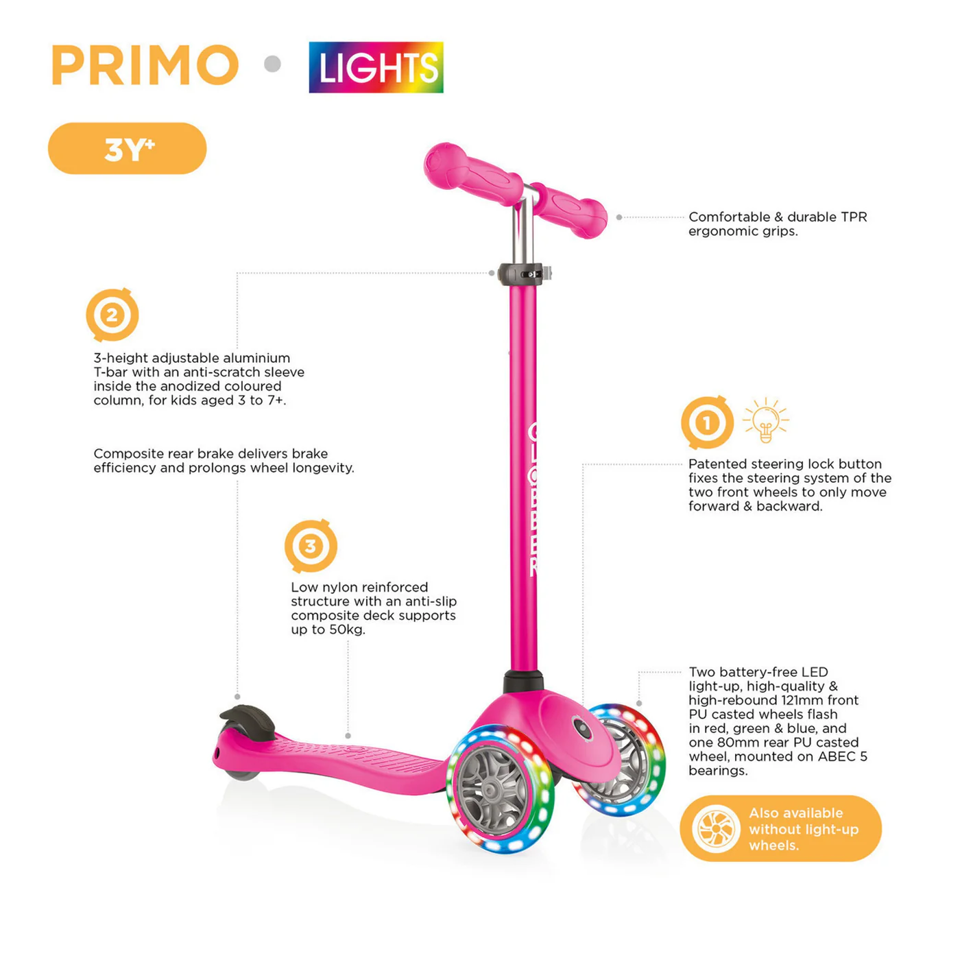 Globber Flow Foldable 125 Lights Scooter - Image 16